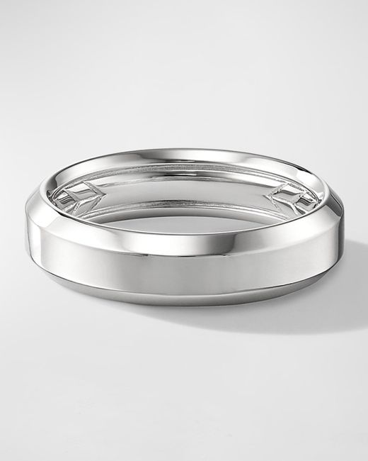 David Yurman Gray Beveled Band Ring In 18k Gold, 6mm for men