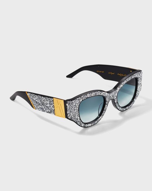 Anna Karin Karlsson Blue Lucky Goes To Vegas Crystals & Acetate Cat-eye Sunglasses