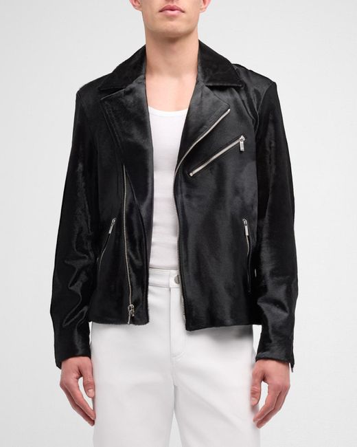 Monfrere Black Blake Calfskin Leather Moto Jacket for men