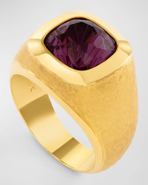 Jorge Adeler Metallic 18K Rhodolite Garnet Ring for men