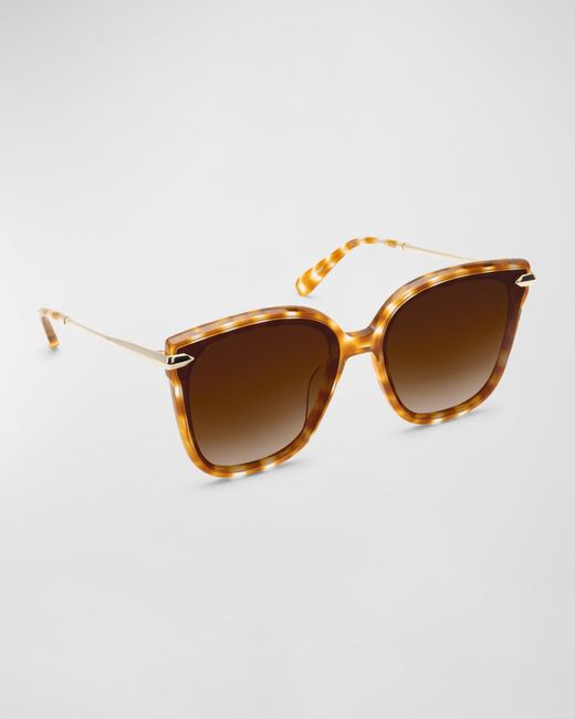 Krewe Brown Dede Nylon Acetate Butterfly Sunglasses