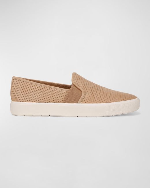 Vince White Blair Perforated Suede Slip-on Sneakers