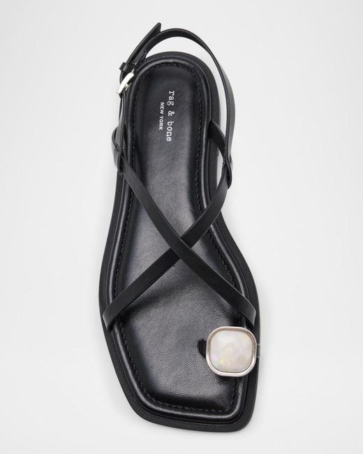 Rag & Bone Metallic Remi Leather Toe-Ring Flat Sandals