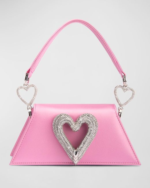 Mach & Mach Pink Samantha Mini Triple Heart Top-Handle Bag