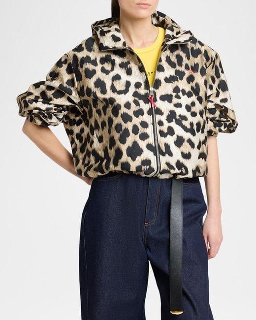 Givenchy Black Leopard-Print Crop Windbreaker Jacket