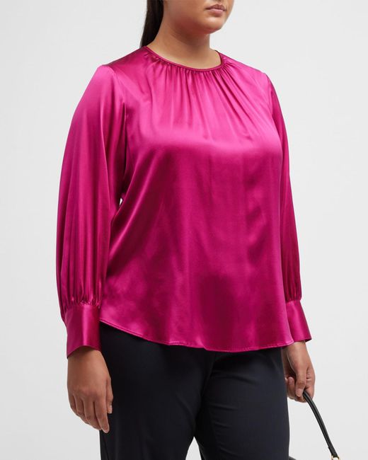 Gabriella Rossetti Pink Mimosa Shirring Silk Blouse