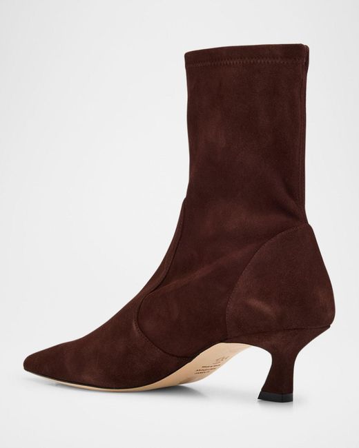 Stuart Weitzman Brown Vinnie Suede Stretch Booties