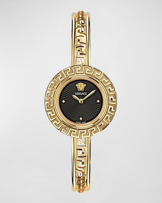 Versace Metallic 28Mm La Greca Bangle Bracelet Watch With Diamonds