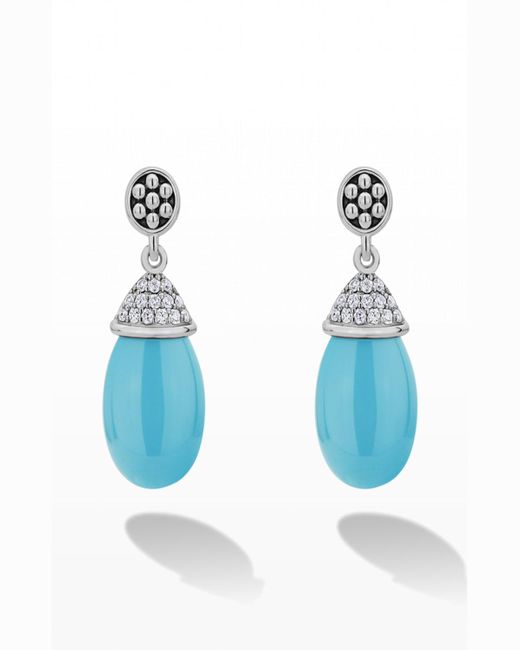 Lagos Blue Caviar Diamond Teardrop Earrings