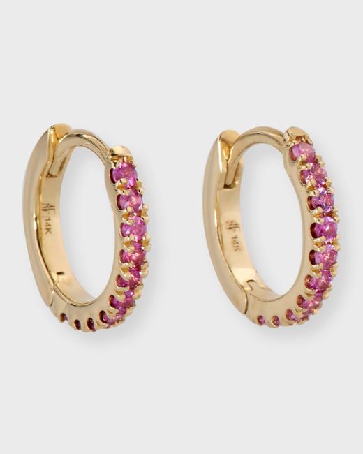 Andrea Fohrman Pink 14k Yellow Gold Pave Small Huggie Earrings