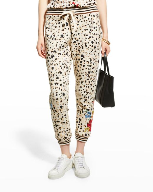 Johnny Was White Josephine Floral-embroidered Joggers