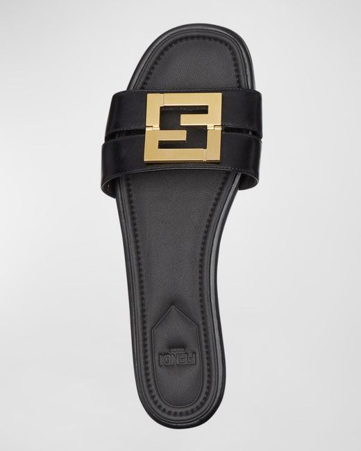 Fendi Multicolor Ffold Leather Flat Sandals