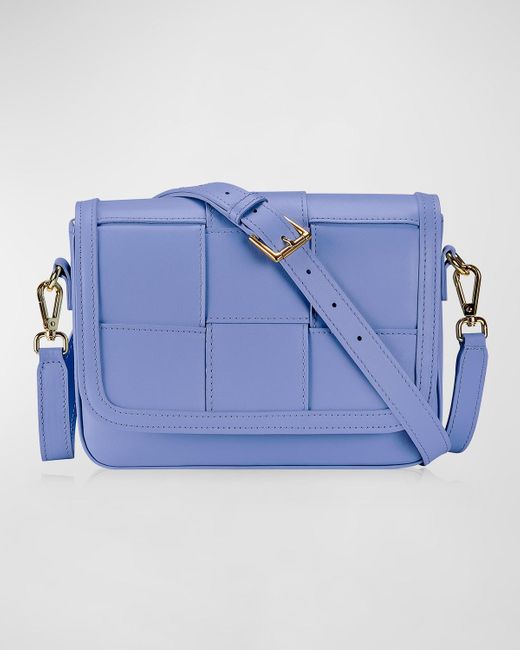 Gigi New York Blue Lily Woven Leather Crossbody Bag