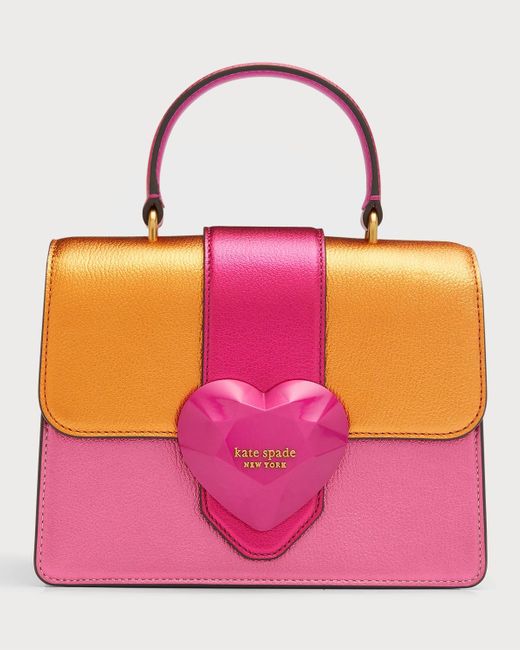 Kate Spade Pink Bijou Mini Heart Colorblock Metalic Top-handle Bag