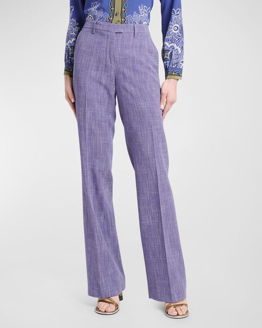 Etro Purple High-rise Straight-leg Trousers