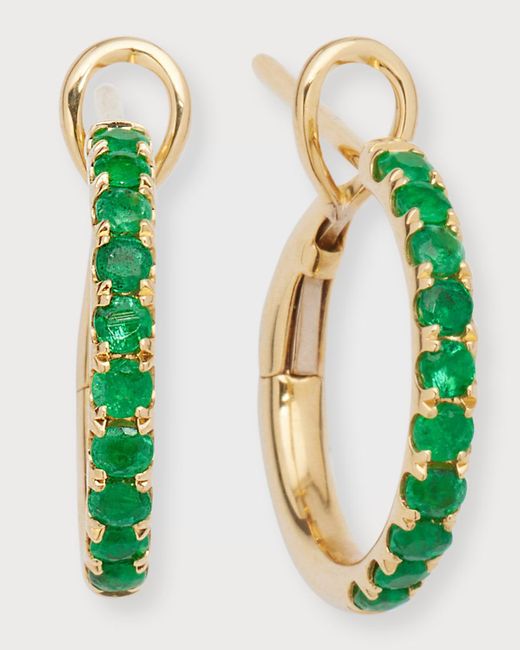 Frederic Sage Green 18k Gold & Emerald Polished Inner Hoop Earrings