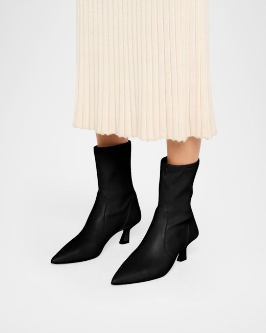 Stuart Weitzman Black 50Mm Vinnie Stretch Leather Booties