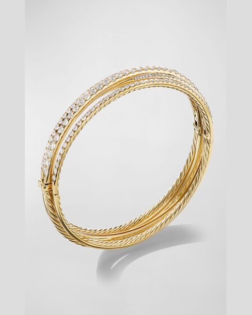 David Yurman Natural 11mm 4-row Pave Crossover Bracelet With Diamonds And Gold