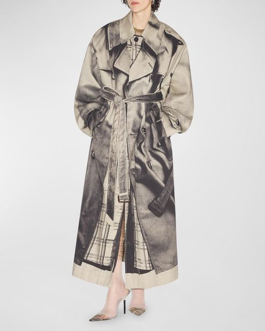 Jean Paul Gaultier Multicolor Trench Trompe Loeil Belted Oversized Trench Coat