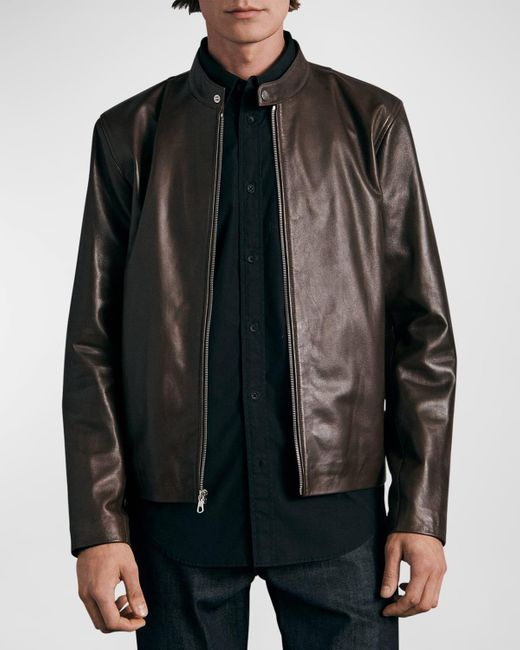 Rag & Bone Black Icons Archive Cafe Racer Leather Jacket for men