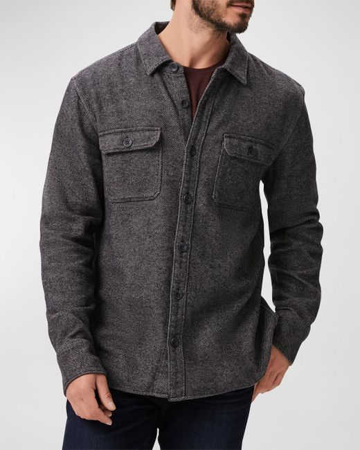 PAIGE Gray Wilbur Brushed Twill Overshirt for men