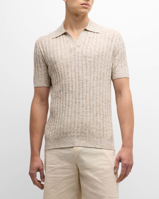 Frescobol Carioca Natural Rino Ribbed Knit Polo Shirt for men