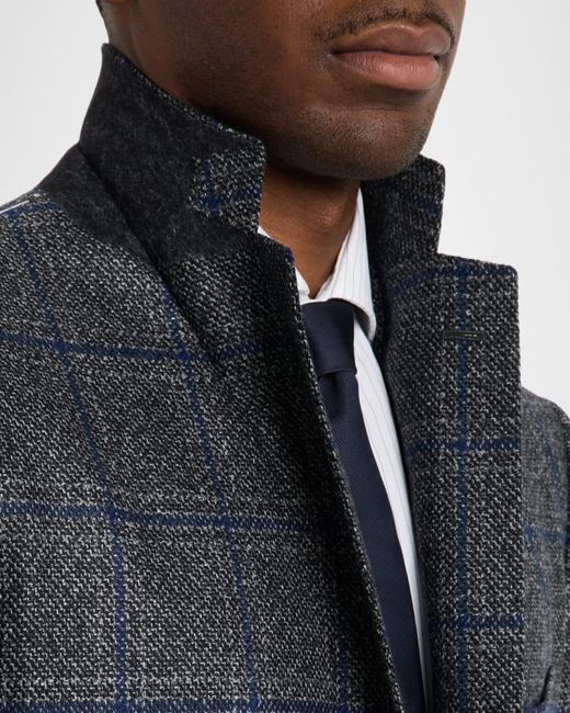 Cesare Attolini Blue Apos;S Windowpane Wool Two-Button Jacket for men