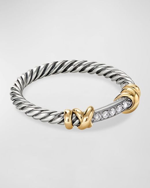 David Yurman Metallic Petite Helena Wrap Ring With Diamonds, Size 6