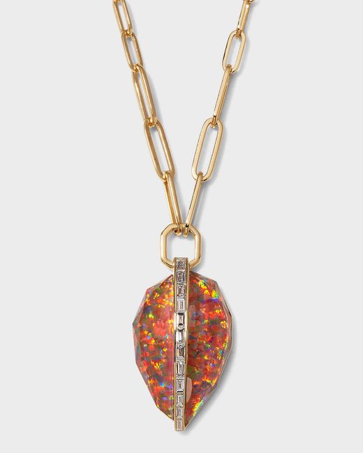 Stephen Webster White Large Diced Pear Pendant Necklace With Fire Opalescent Quartz