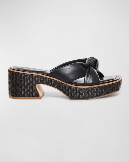 Bernardo Black Jolie Leather Knot Platform Sandals