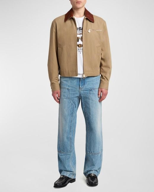 Versace Brown Apos;S Leather Collar Blouson Jacket for men