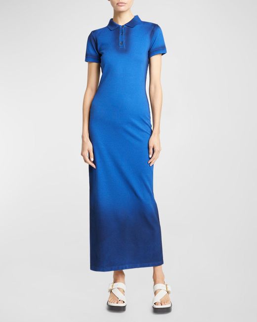 Loewe Blue Knit Polo Midi Dress