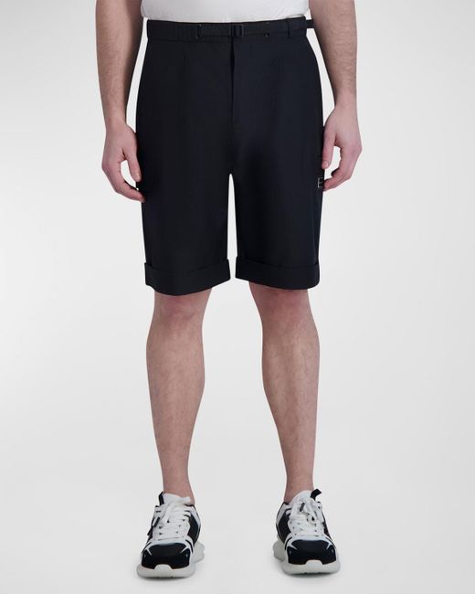 Karl Lagerfeld Black Cuffed Nylon Cargo Shorts for men