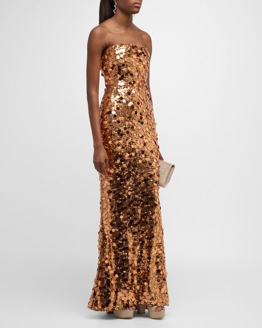 Bronx and Banco Brown Farah Strapless Sequin Column Gown