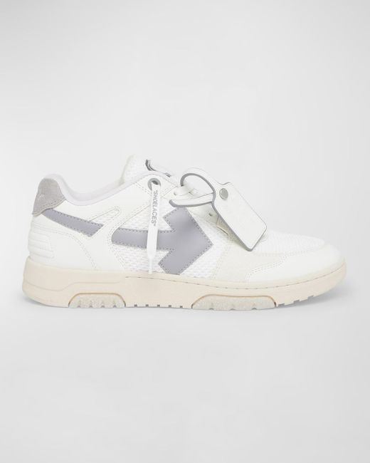 Off-White c/o Virgil Abloh White Slim Out Of Office Mesh And Leather Low-Top Sneakers for men