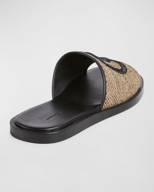 Gucci Brown Apos;S Interlocking G Leather Slide Sandals for men