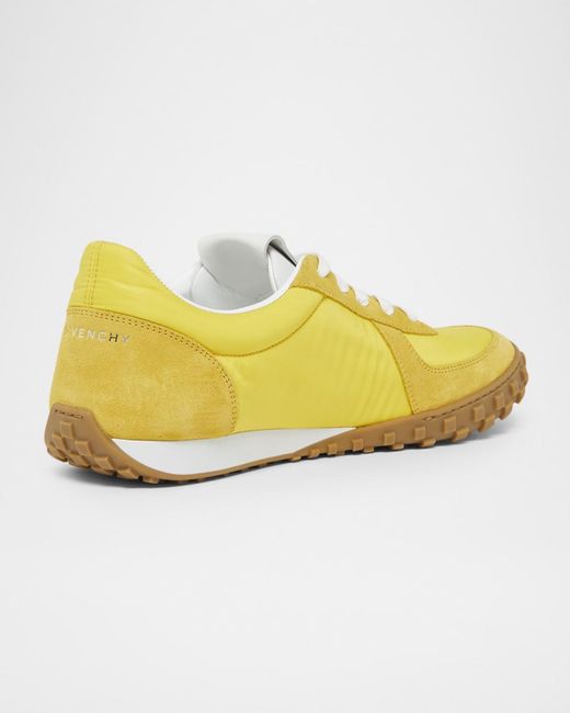 Givenchy Yellow Apos;S Glide Nylon/Suede Low-Top Runner Sneakers for men