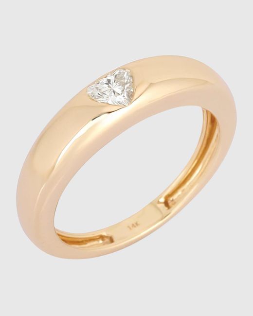 Kastel Jewelry White Heart Diamond Ring In 14k Yellow Gold, Size 7