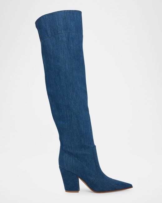 Gianvito Rossi Blue Keinna Denim Over-The-Knee Boots