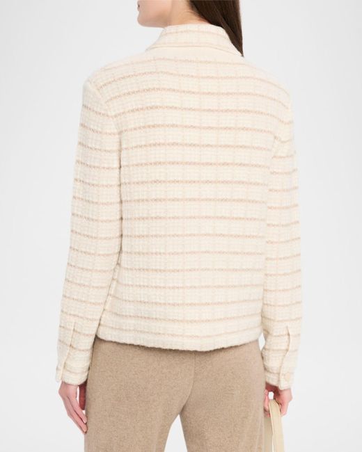 TSE Natural Button-Down Boxy Grid Jacket