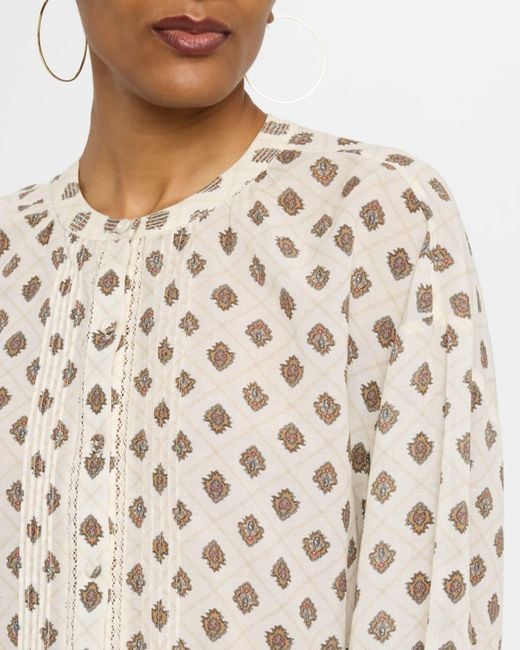 Veronica Beard Natural Lollie Button-Front Blouse