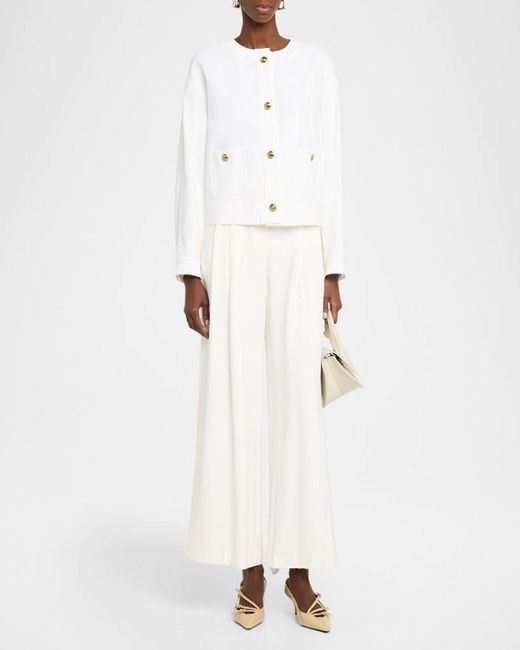 Max Mara White Kiwi Button-Down Cotton Jacket