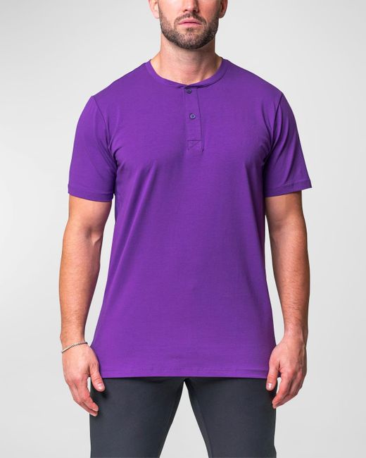 Maceoo Purple Core Henley Shirt for men