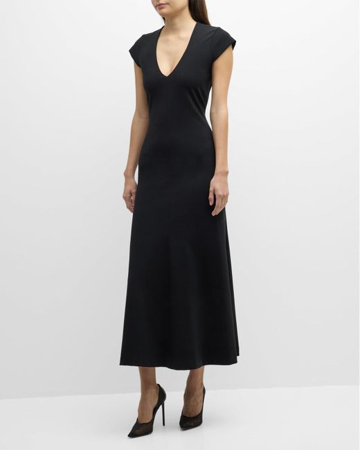 Dorothee Schumacher Black Pure Comfort Cap-sleeve Jersey Maxi Dress