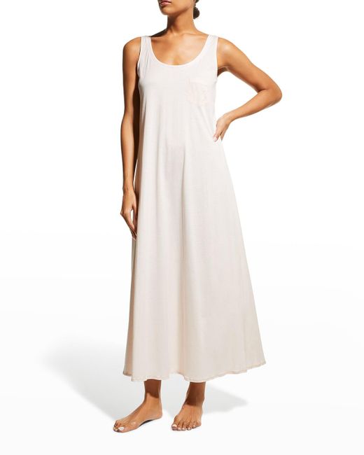 Hanro White Cotton Deluxe Long Tank Gown