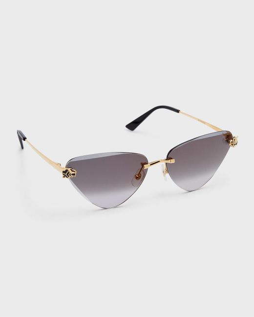 Cartier Metallic Panther Metal Cat-eye Sunglasses