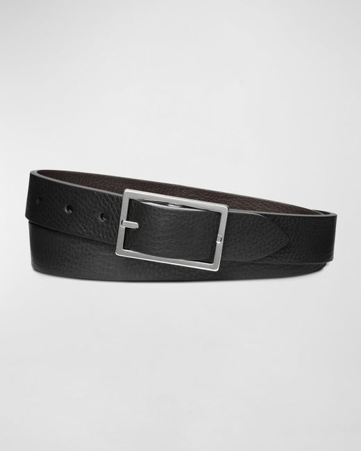 Shinola Black Reversible Rectangular-Buckle Leather Belt for men