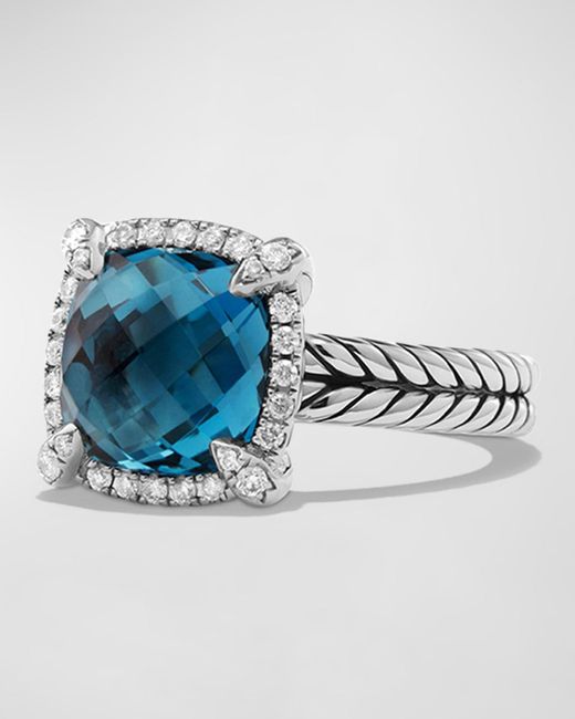 David Yurman Blue Chatelaine Pavé Bezel Ring With Gemstone And Diamonds In Silver, 9mm