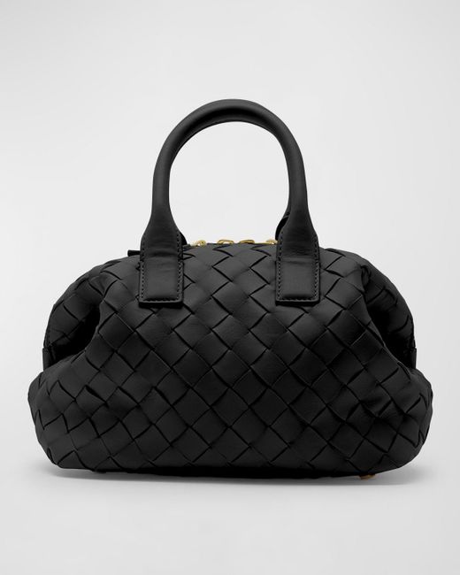 Bottega Veneta Black Bauletto Mini Intrecciato Top-handle Bag