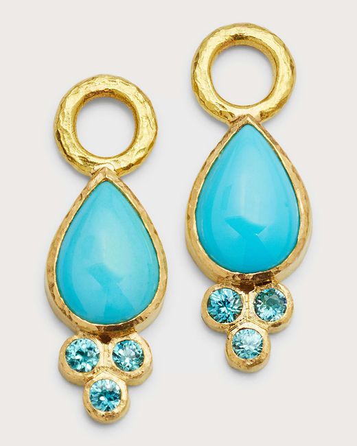 Elizabeth Locke Blue 19k Pear-shaped Turquoise Earring Pendants, 17x8mm